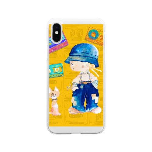 グリュックガール　カセットテープ柄 Soft Clear Smartphone Case