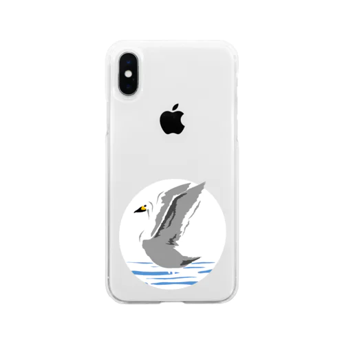 白鳥の飛び立ち Soft Clear Smartphone Case