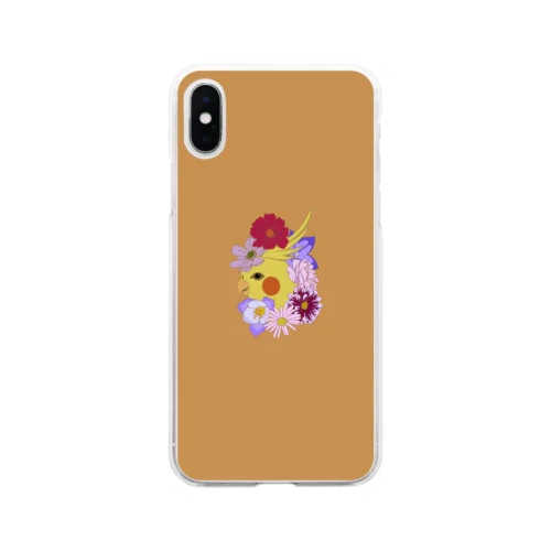 インコと花 Soft Clear Smartphone Case