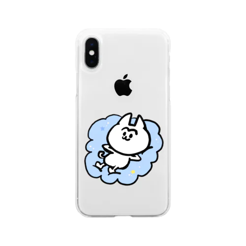 雲の上のまゆげねこ Soft Clear Smartphone Case