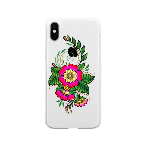 花-02 Soft Clear Smartphone Case