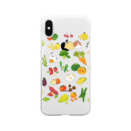 うさぎと野菜と果物と。 Soft Clear Smartphone Case