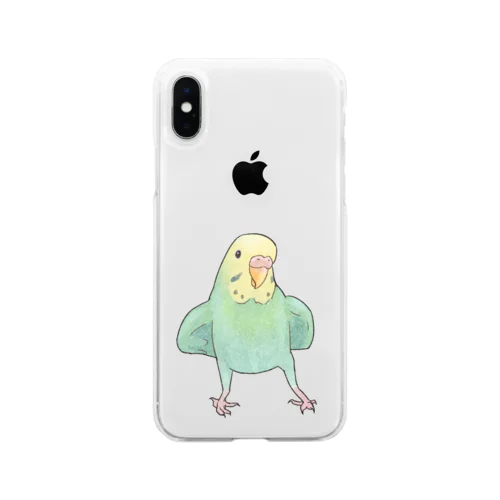 可愛いセキセイインコのミントちゃん【まめるりはことり】 Soft Clear Smartphone Case