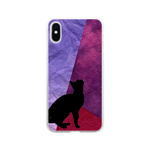 黒猫ワイン Soft Clear Smartphone Case