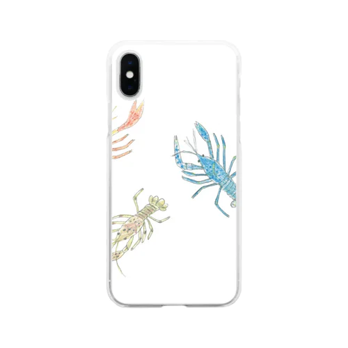 3色ザリガニ Soft Clear Smartphone Case