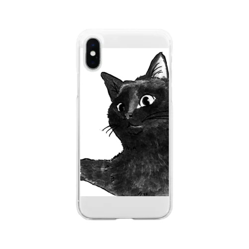 くろねこ  少しリアル Soft Clear Smartphone Case