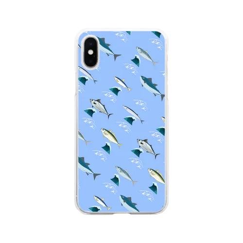 青魚系のお魚パターン Soft Clear Smartphone Case