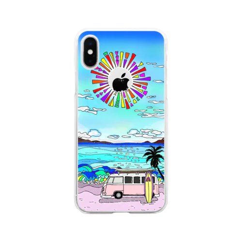 iPhone Xスマホケース/ pink beach Soft Clear Smartphone Case
