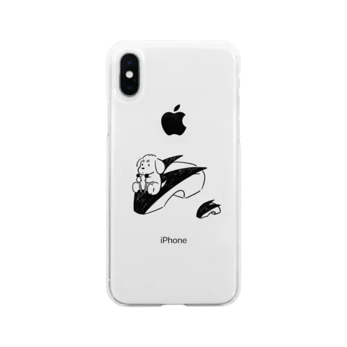 りんごの乗り物と犬 Soft Clear Smartphone Case