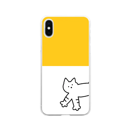 ねことはんぶんきいろ Soft Clear Smartphone Case