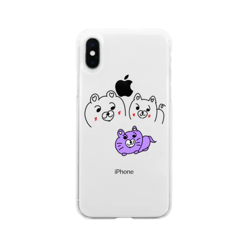 くまねこねこ Soft Clear Smartphone Case