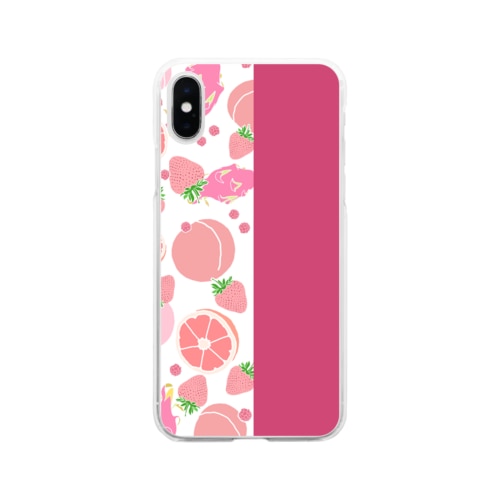 ピンクのフルーツ Soft Clear Smartphone Case