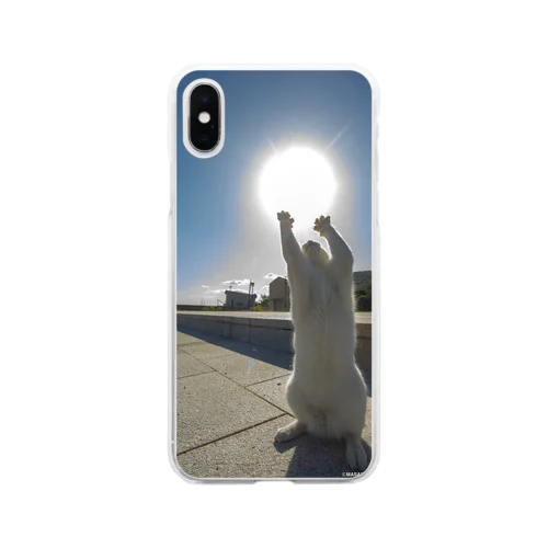 立ち猫　元気玉 Soft Clear Smartphone Case