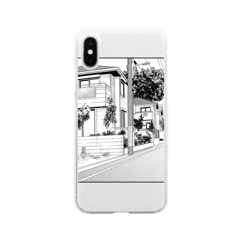 漫画背景風イラスト Soft Clear Smartphone Case