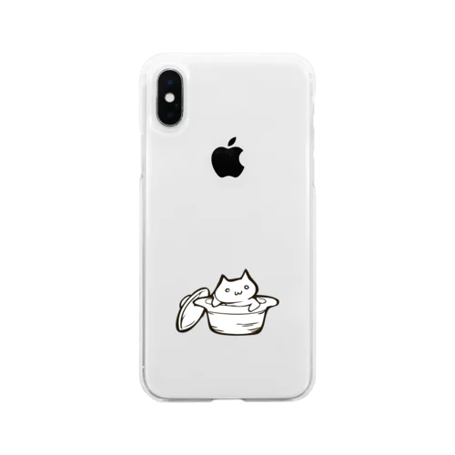 むなしいねこ（鍋） Soft Clear Smartphone Case