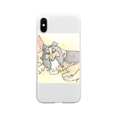 くつろぐ　シェルティ のノイちゃん Soft Clear Smartphone Case