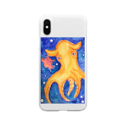 水族館シリーズ。メンダコの親子。 Soft Clear Smartphone Case