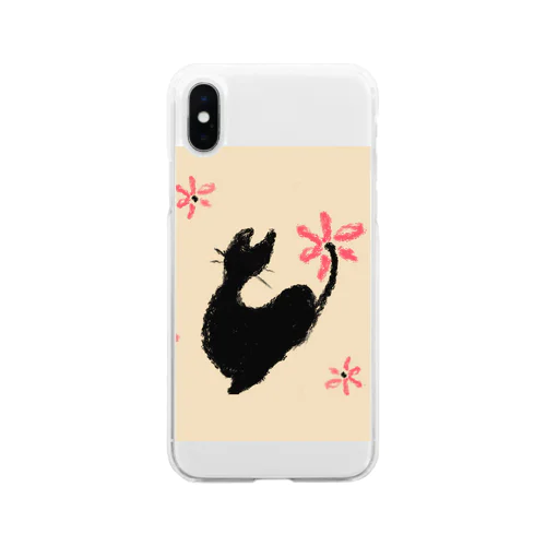 くろねことはな～はなはなバージョン Soft Clear Smartphone Case