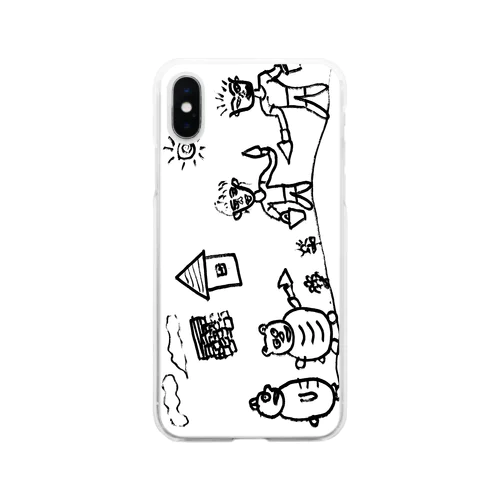 どうぶつたちが森であつまる愉快なイラスト Soft Clear Smartphone Case