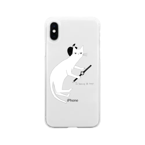 ネコと時計 Soft Clear Smartphone Case