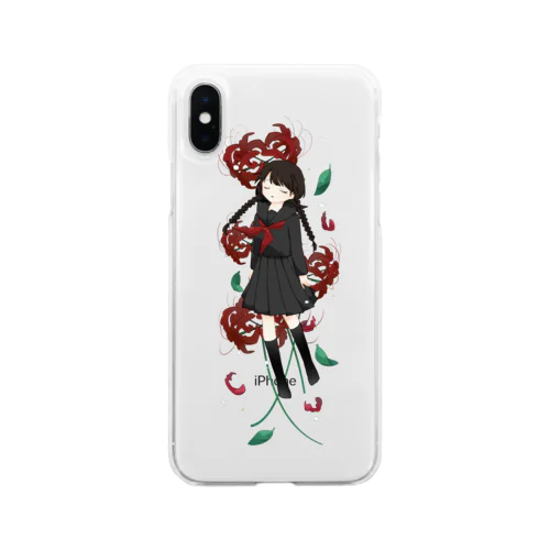 ハーバリウムセーラー少女/彼岸花 Soft Clear Smartphone Case