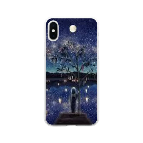 星が輝く夜 Soft Clear Smartphone Case