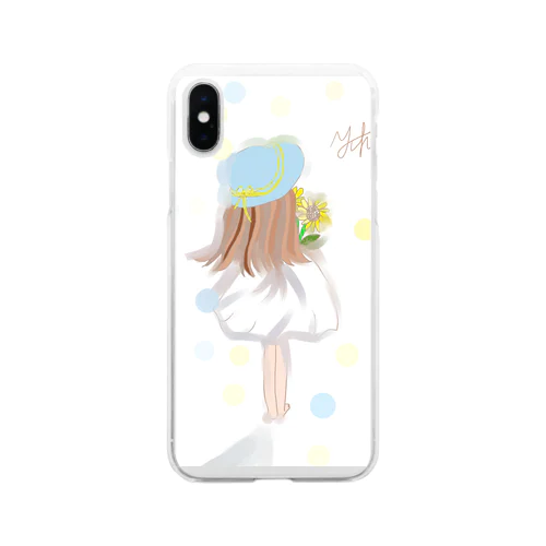 ひまわりと少女 Soft Clear Smartphone Case