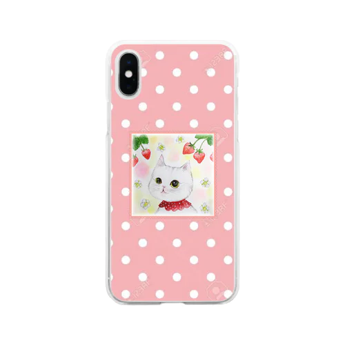 いちごねこ Soft Clear Smartphone Case