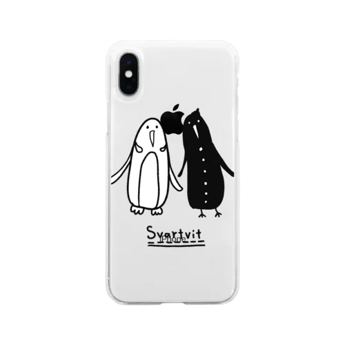 モノクロペンギンと茄子 Soft Clear Smartphone Case