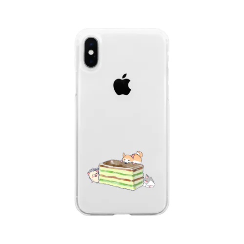 オリジナル　ハリネズミのソフィー、３色ケーキを食べる。 Soft Clear Smartphone Case