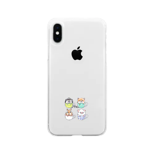 オリジナル　ハリネズミのソフィー、カップにハマってこっちを見ている。 Soft Clear Smartphone Case