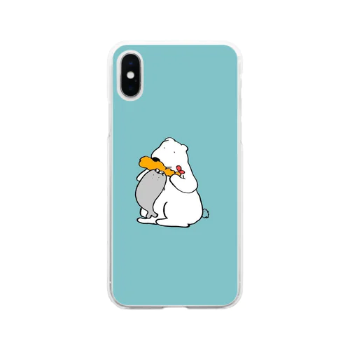 しろくまさんと、あざらしくん。 Soft Clear Smartphone Case