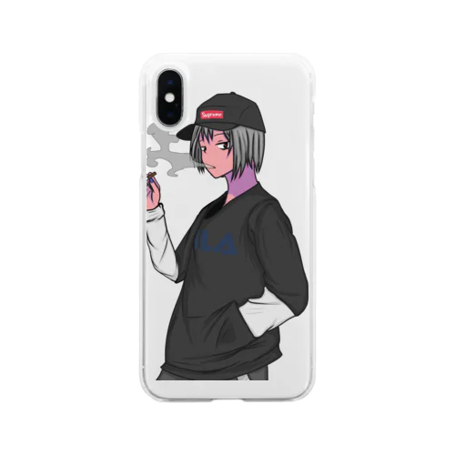 喫煙女子 Soft Clear Smartphone Case