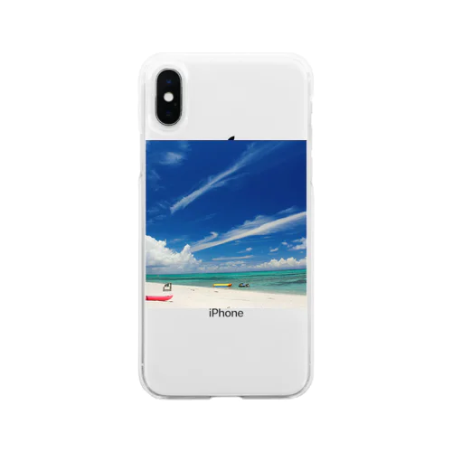 白い砂浜とビーチ Soft Clear Smartphone Case