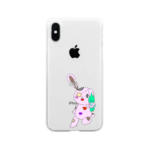 病みうさぎ(カラーver.) Soft Clear Smartphone Case