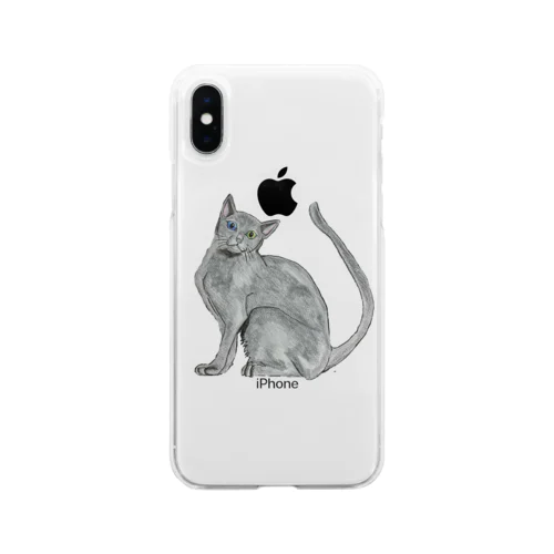 猫_ロシアンブルー Soft Clear Smartphone Case