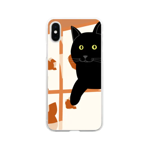 いたずら猫　障子破り Soft Clear Smartphone Case