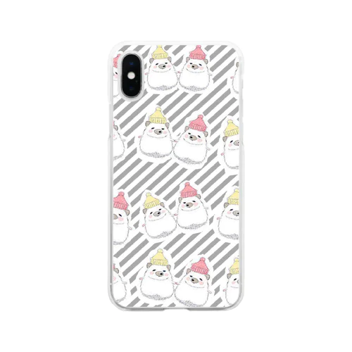 ラブラブハリネズミ（白×グレー） Soft Clear Smartphone Case