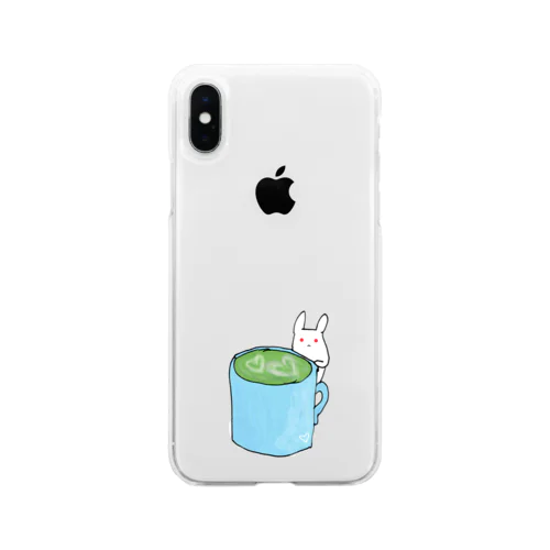 うさぎと抹茶ラテ Soft Clear Smartphone Case