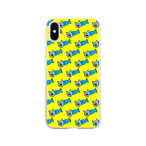 概念の大喧嘩🐱🐟💛💙 Soft Clear Smartphone Case