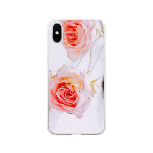 バラ  赤・ピンク Soft Clear Smartphone Case