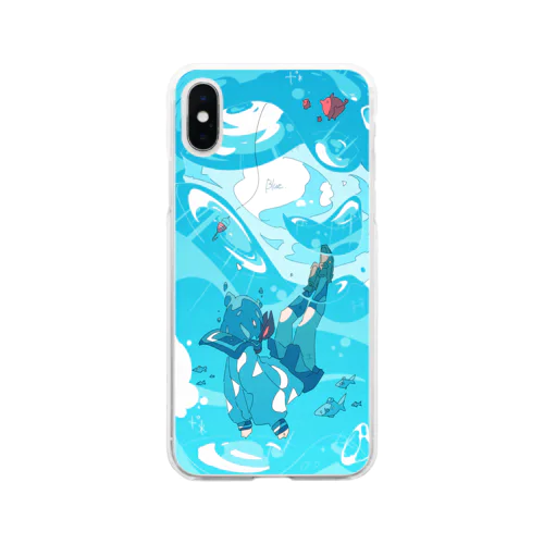 「青に沈む。」 Soft Clear Smartphone Case