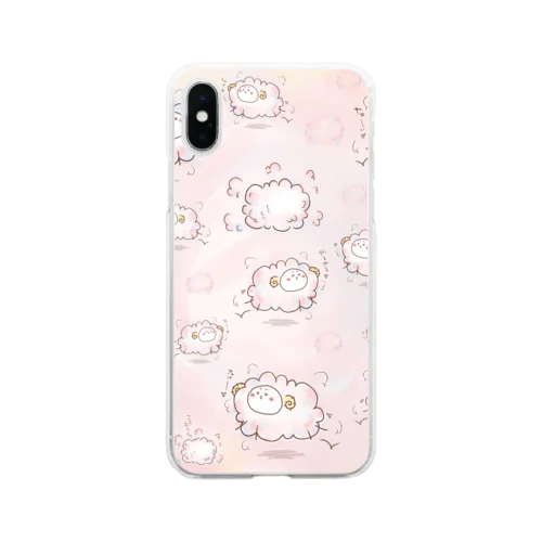 ピンクもふもふめぇめぇ Soft Clear Smartphone Case