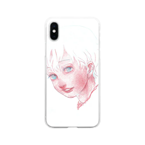 青い目の男の子 Soft Clear Smartphone Case