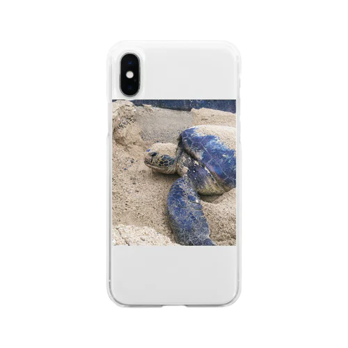 産卵　ウミガメ Soft Clear Smartphone Case