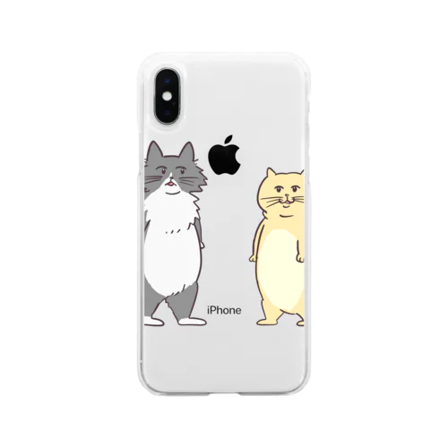 モフモフキャット&ムチムチキャット Soft Clear Smartphone Case