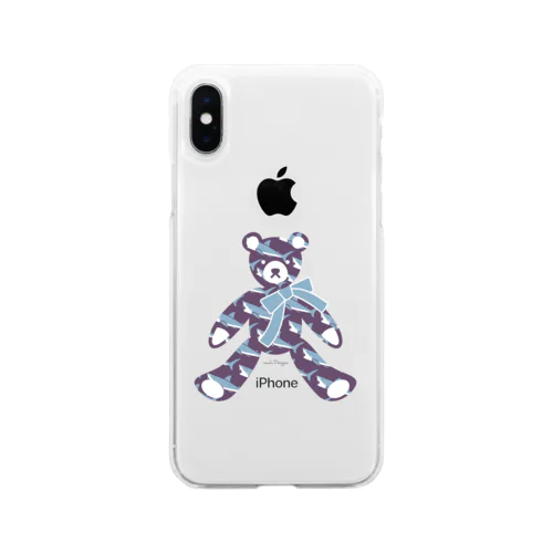 サメ好きのためのテディベア| Water Purple Soft Clear Smartphone Case