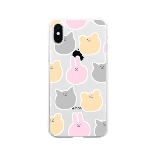 ウサタソと仲間たち大群クリア Soft Clear Smartphone Case