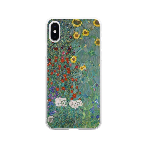 グスタフ・クリムト　cottage garden with sunflowers 絵画プリント　植物画　花柄 Soft Clear Smartphone Case