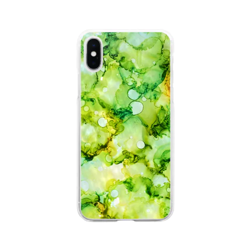 アルコールインクアート 【若草】 Soft Clear Smartphone Case